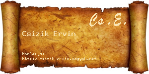 Csizik Ervin névjegykártya