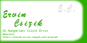 ervin csizik business card